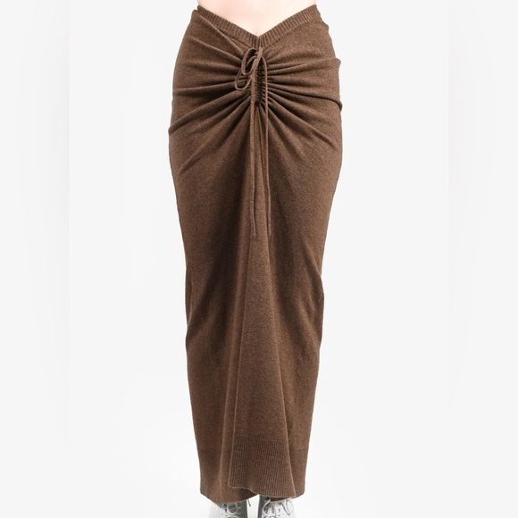 Christopher Esber Brown Cashmere Ruched Maxi Skirt - Picture 1 of 5